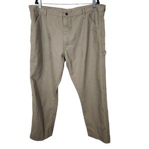 Wrangler Rustler Men's Canvas Carpenter Straight Leg Jeans in Khaki - Size 40x30